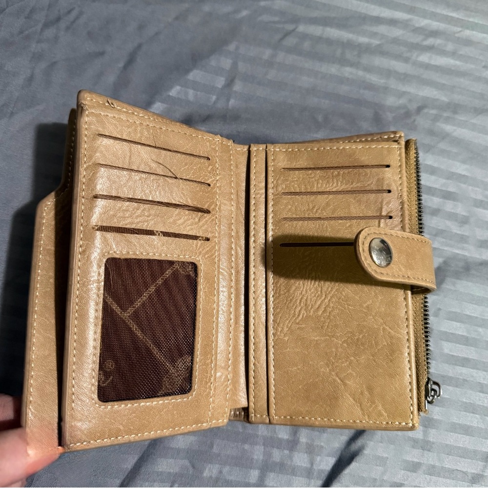 Tan Bifold Wallet with Snap Closure
